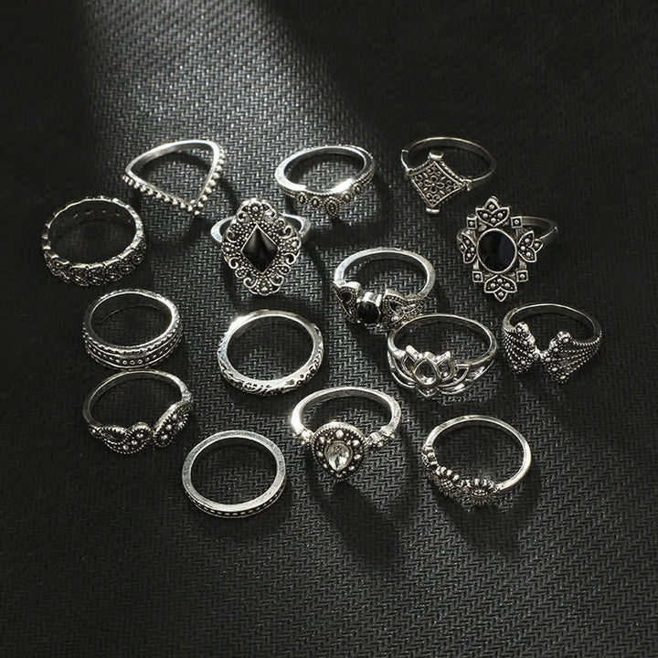 Olivenorma Vintage Obsidian 15 - Set di anelli