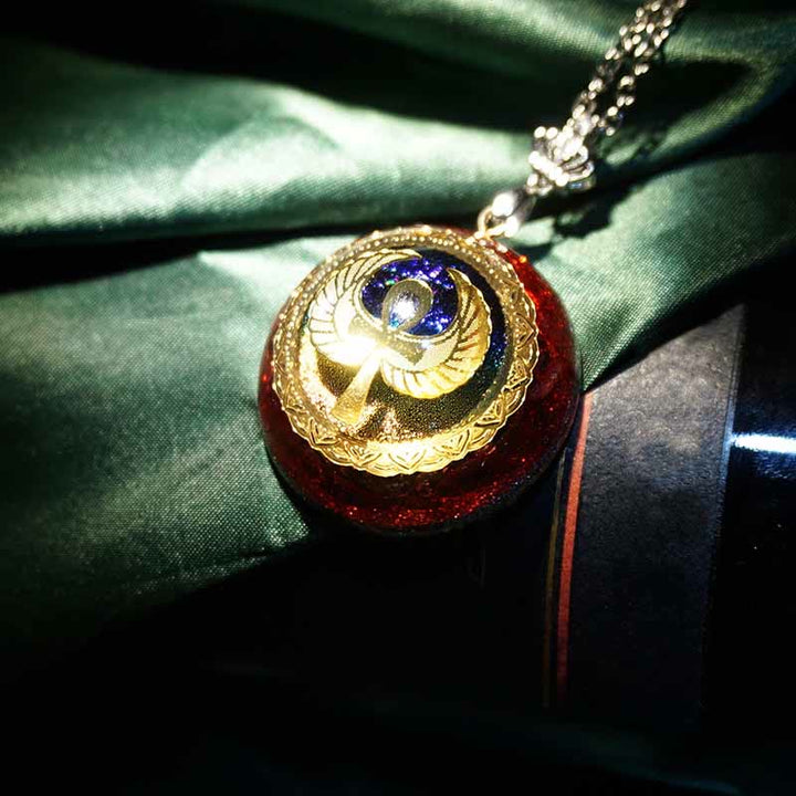 Collana Olivenorma Granato Lapislazzuli Acquamarina Chiave della vita 