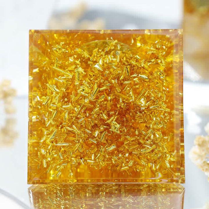Olivenorma Citrine Ricchezza Cubo di Metatron Piramide Orgonica