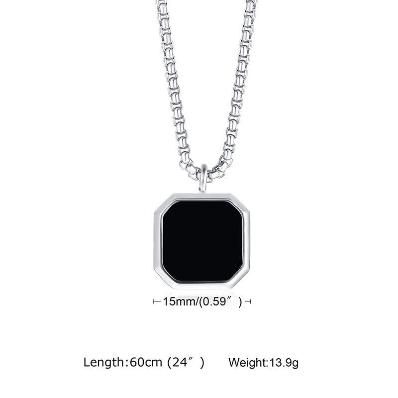 Olivenorma Collana con ciondolo quadrato da uomo con catena lunga per maglione 