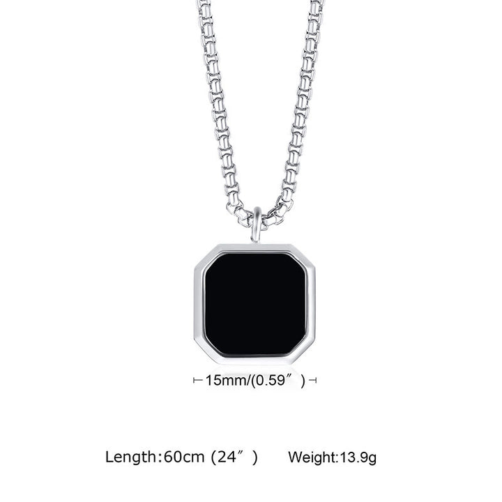 Olivenorma Collana con ciondolo quadrato da uomo con catena lunga per maglione 