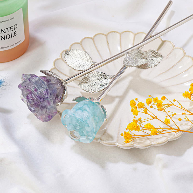 Olivenorma Crystal Rose Flower Artigianato Decorazione con pietre preziose