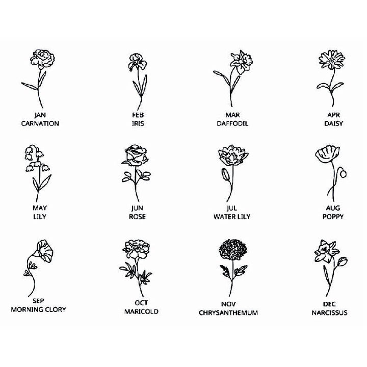 Olivenorma Collana personalizzata con fiore di nascita e pietra portafortuna