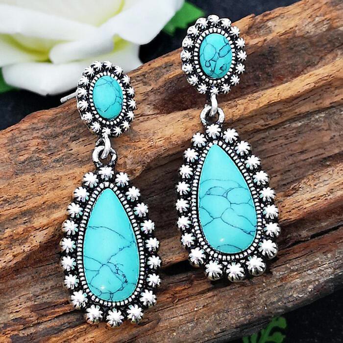 Orecchini Olivenorma Teardrop Turchese Argento