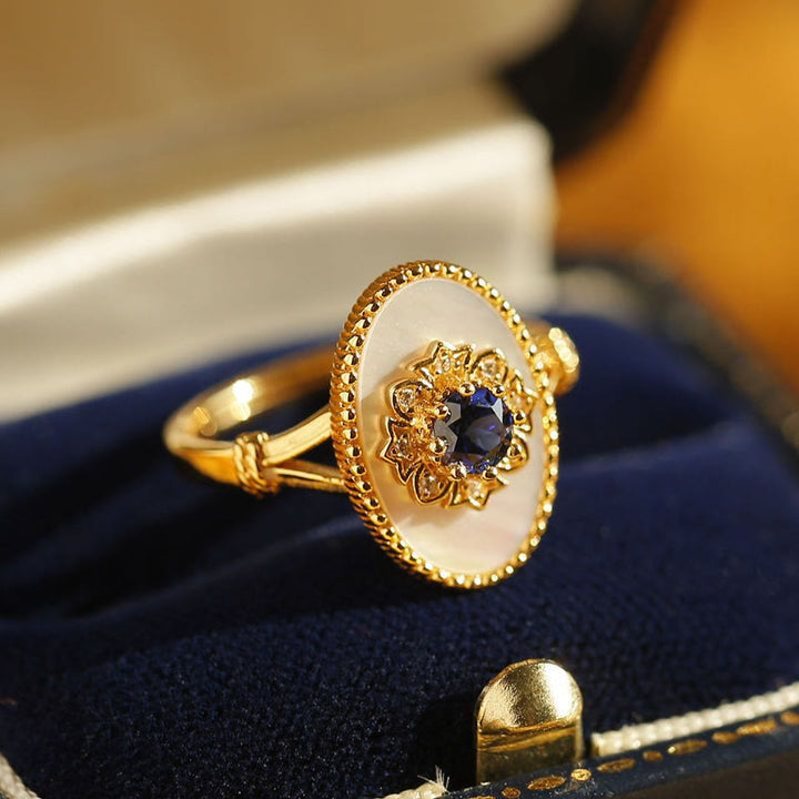 Anello regolabile Olivenorma Nacre Sapphire White Zircon