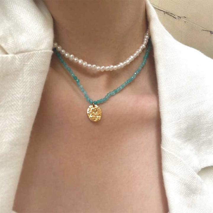 Collana con ciondolo in metallo con cristallo naturale Olivenorma