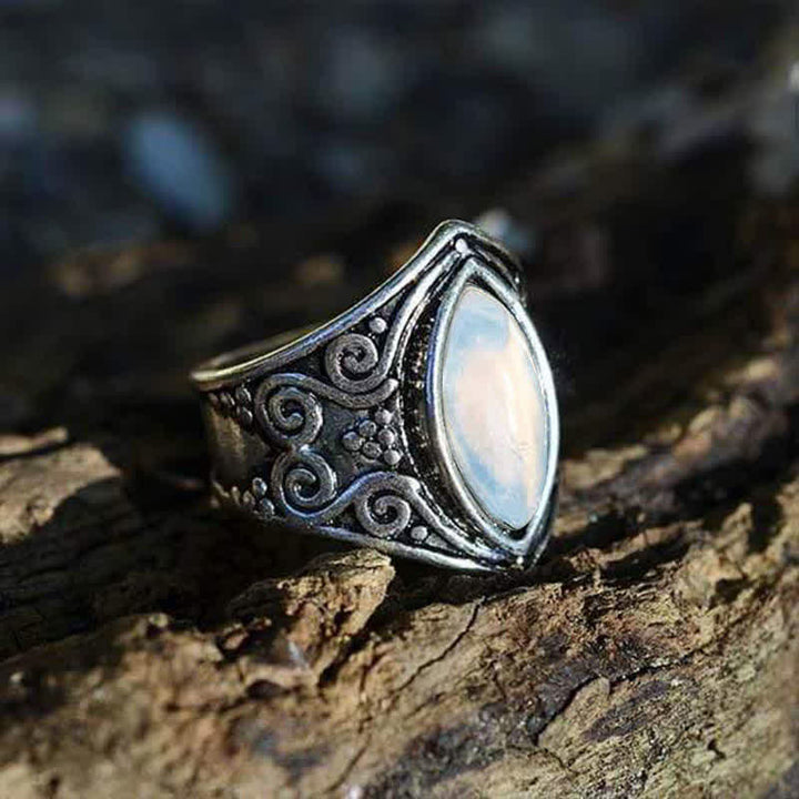 Anello di protezione curativa in pietra di luna Olivenorma