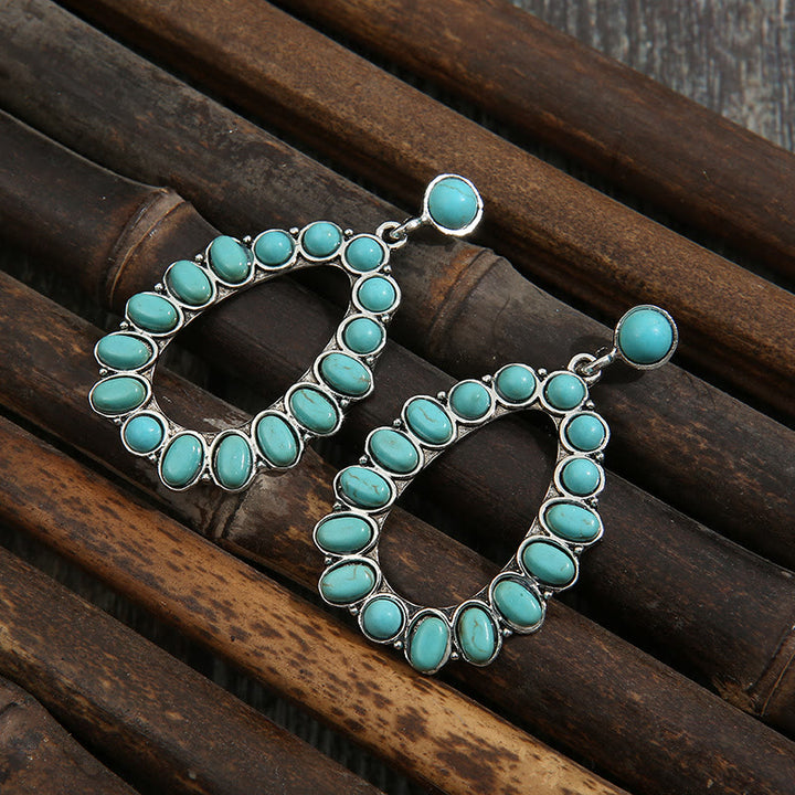 Olivenorma Waterdrop Cutout Set orecchini a bottone in stile Boemia con perno turchese