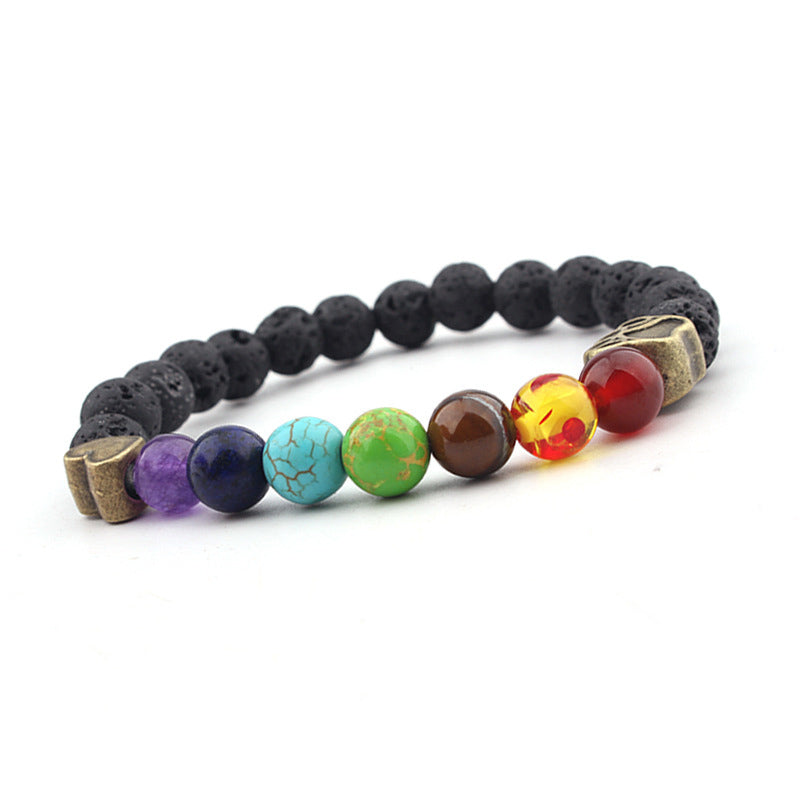 Collana di protezione dei chakra in pietra lavica Olivenorma