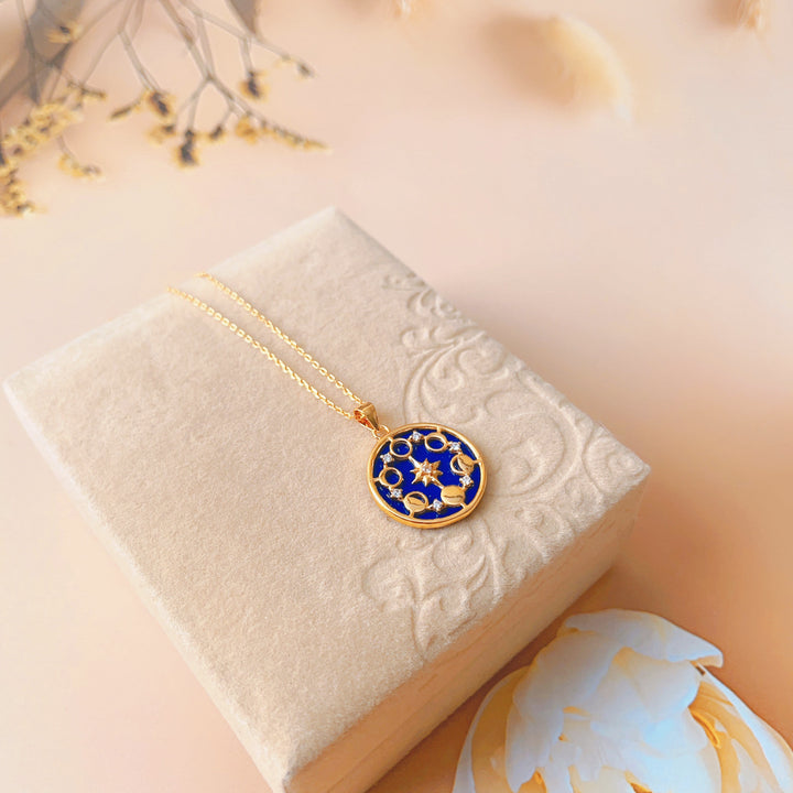 Collana Olivenorma Lapislazzuli Fase lunare Otto Stelle Awn