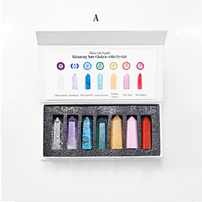 Olivenorma Chakra Pietra grezza Decorazione Set Bacchette di Cristallo