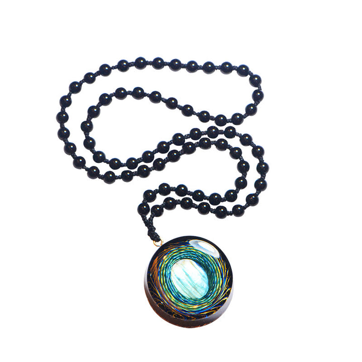 Collana di orgone blu naturale di labradorite dello spazio sacro Olivenorma