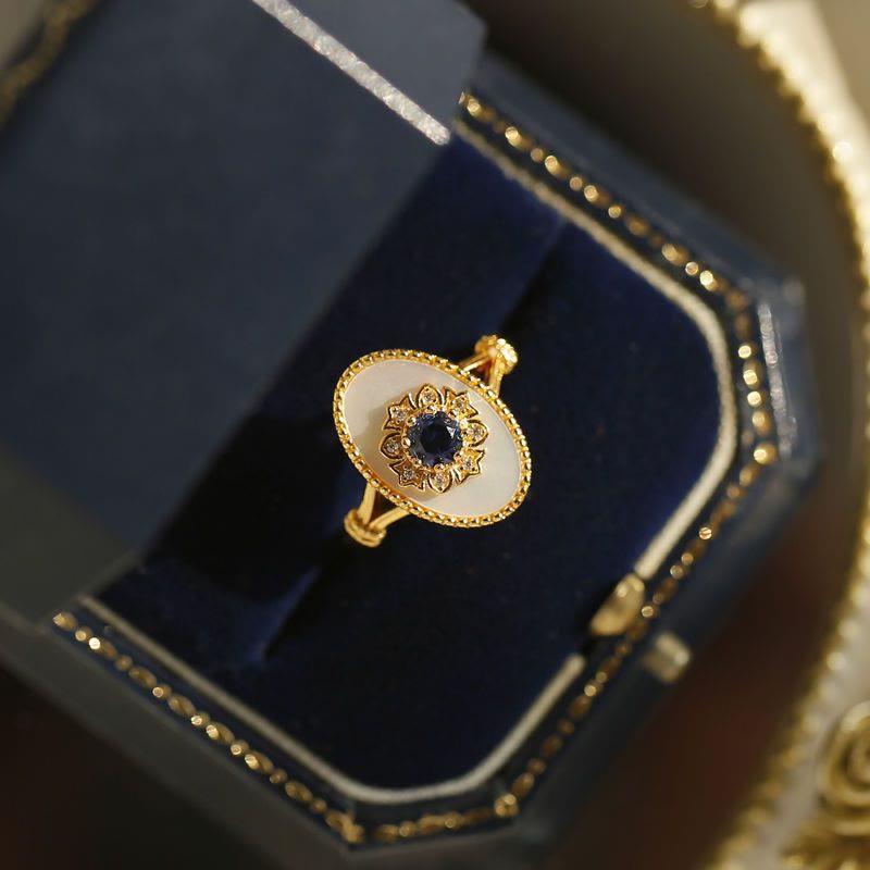Anello regolabile Olivenorma Nacre Sapphire White Zircon