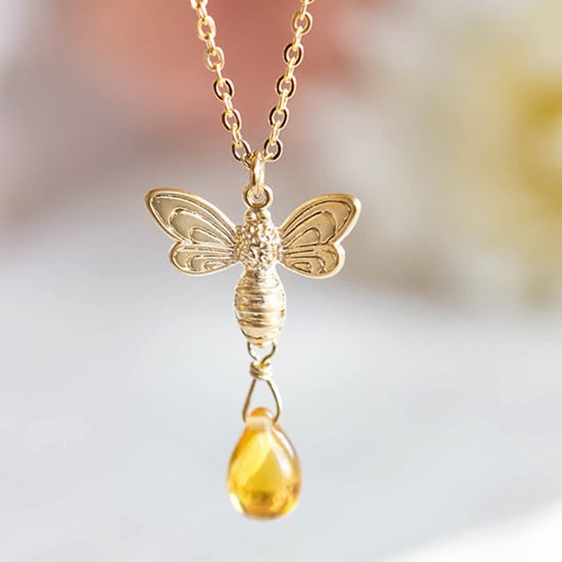 Olivenorma Bee Topaz Honey Drop Ambra Orecchini e collana