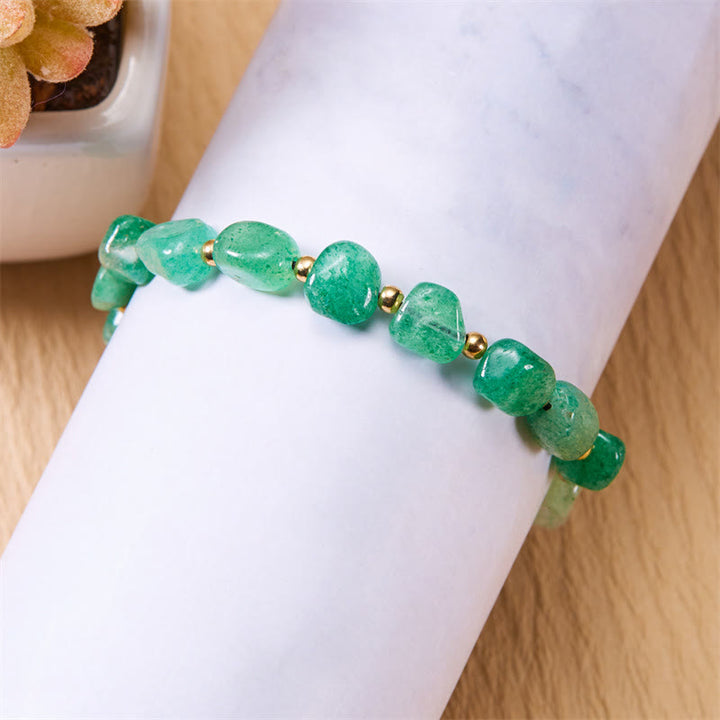 Bracciale intrecciato a mano con perline di pietra naturale irregolare Olivenorma