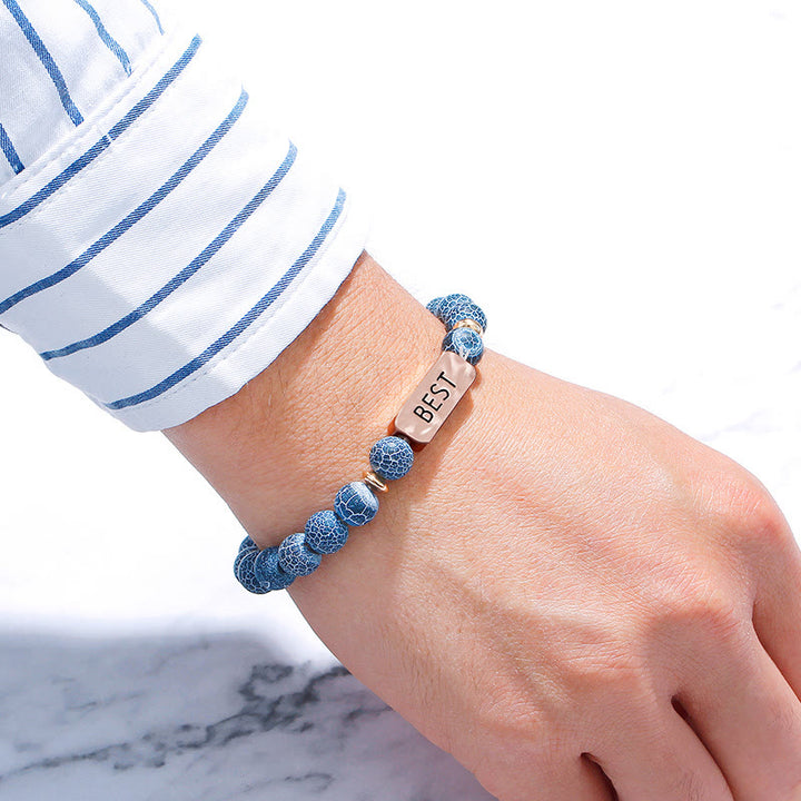 Bracciale con incisione Best Friend in pietra preziosa naturale Olivenorma