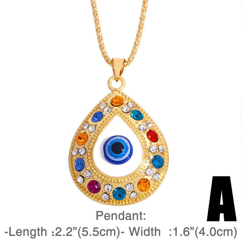 Collana con ciondolo a forma di catena con zircone HAMSA e occhio malvagio