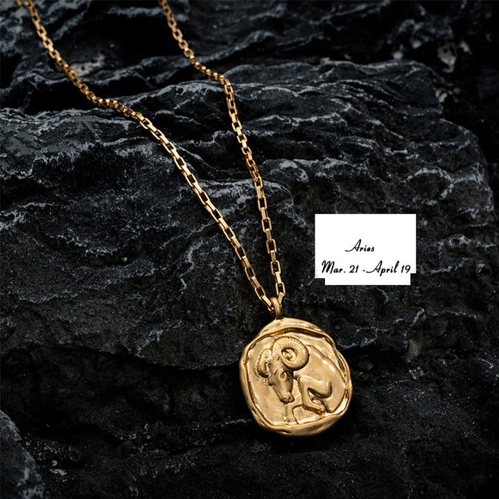 Collana Olivenorma Zodiac in acciaio al titanio placcato oro 18k
