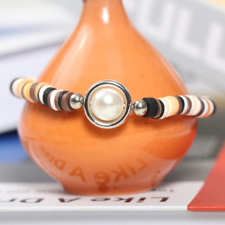 Set di braccialetti di perle con ciondolo a forma di cuore e foglia Olivenorma
