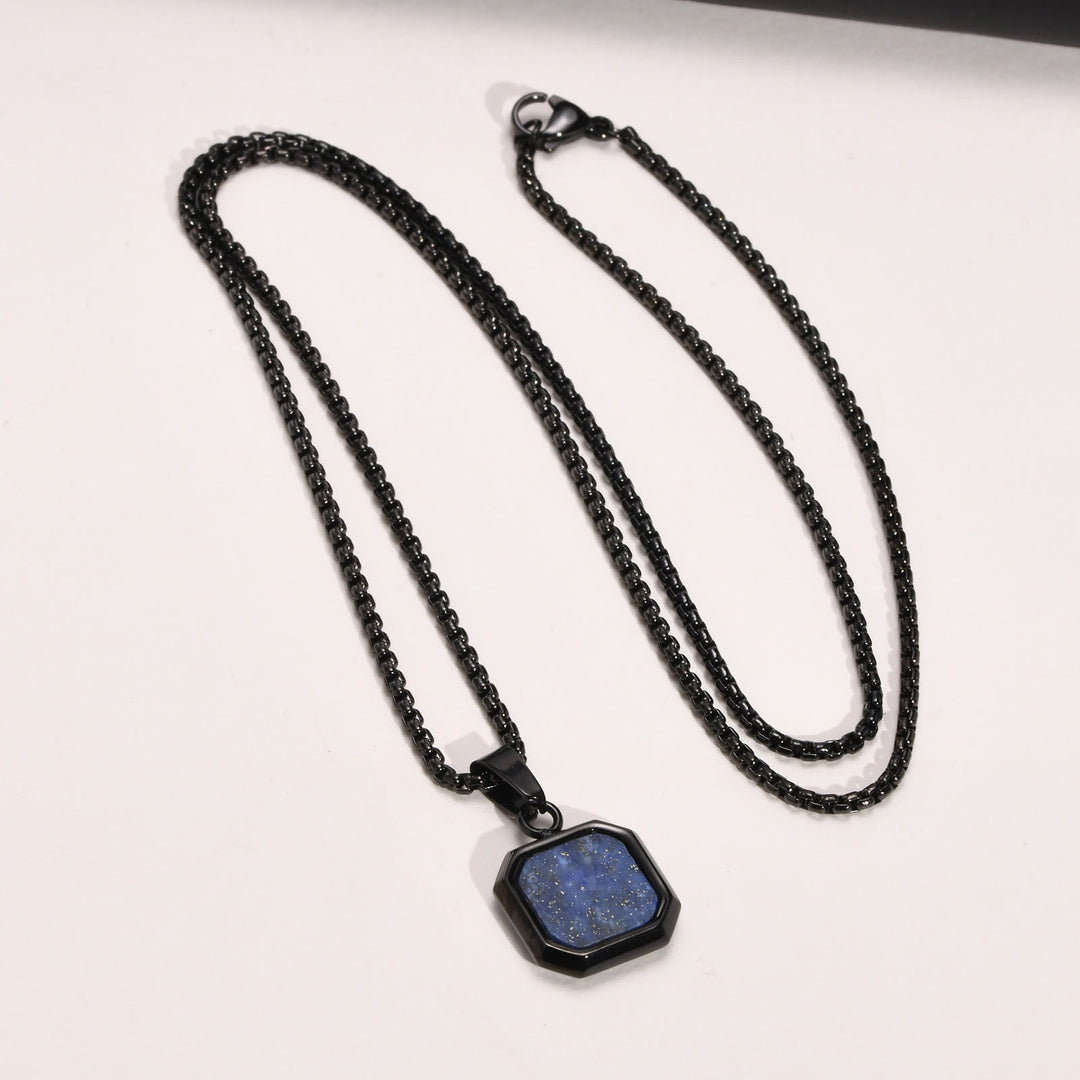 Olivenorma Collana con ciondolo quadrato da uomo con catena lunga per maglione 