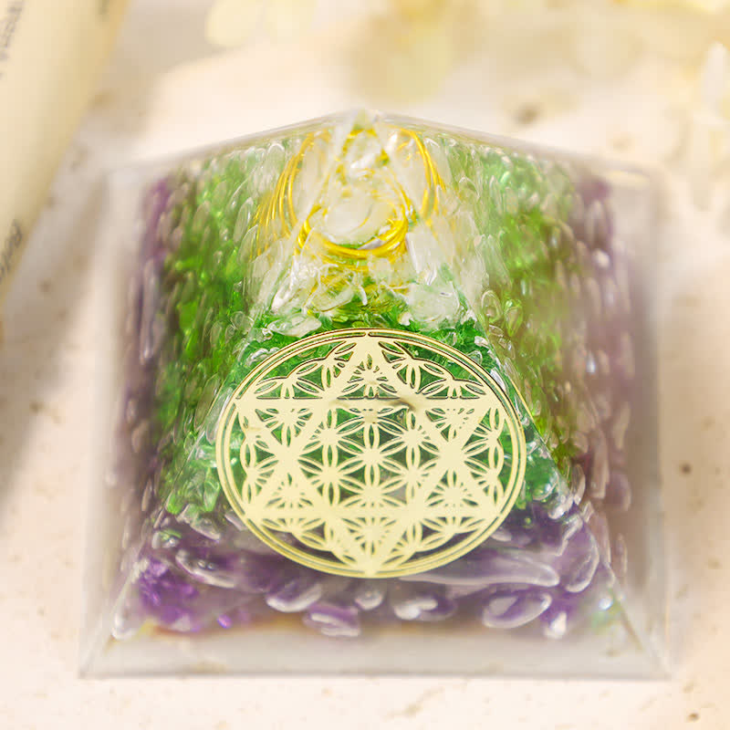 Olivenorma Fiore della vita Esagramma Cristallo Orgone Piramide