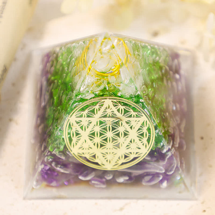Olivenorma Fiore della vita Esagramma Cristallo Orgone Piramide