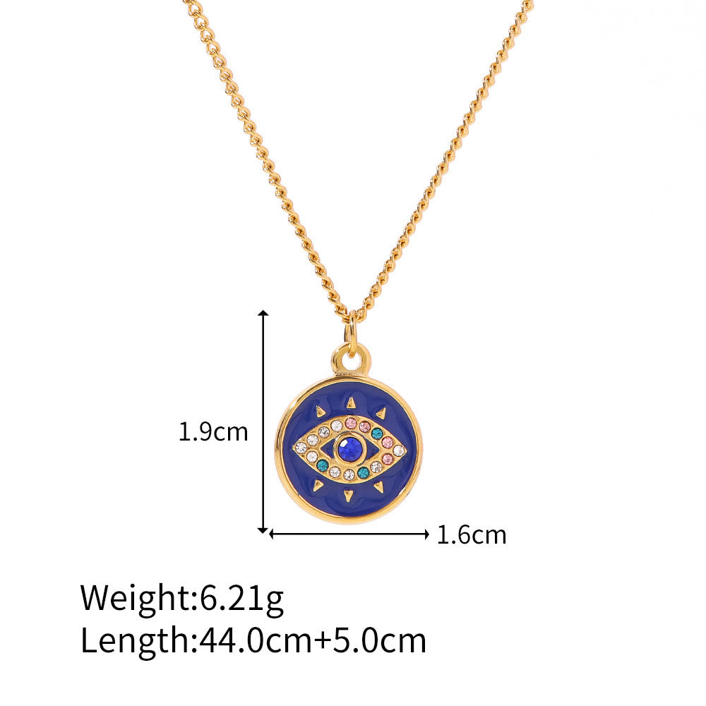 Collana con ciondolo con occhio maligno in zircone bianco Olivenorma 