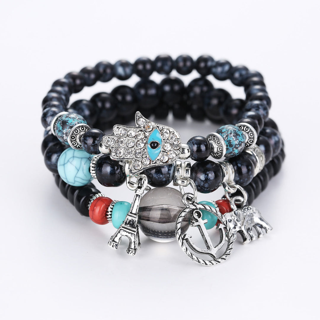 Olivenorma Elephant Tower Evil Eye Bracciale Hamsa Set