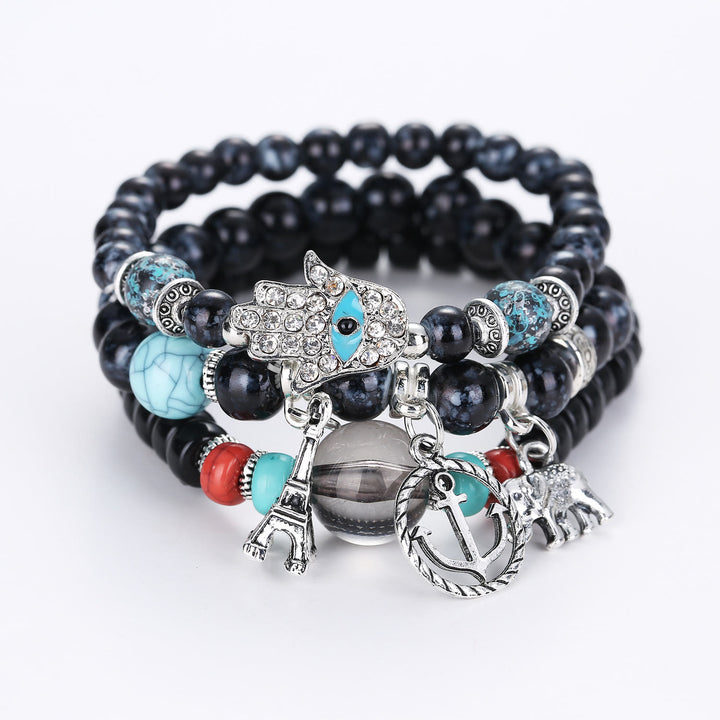 Olivenorma Elephant Tower Evil Eye Bracciale Hamsa Set