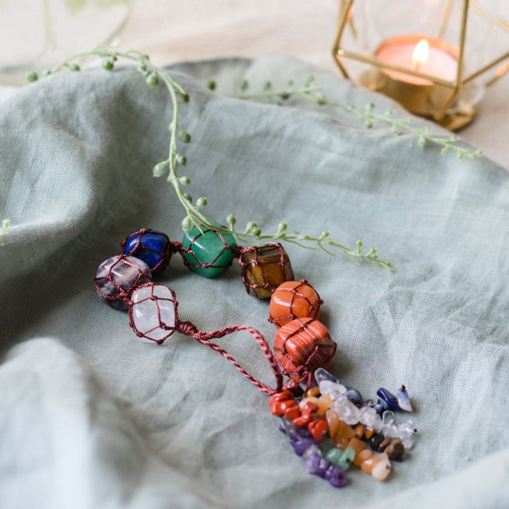Olivenorma La pietra di guarigione dei 7 chakra Reiki Meditazione Decorazione nappa