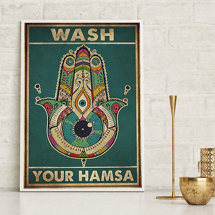 Olivenorma Chakra Yoga "LAVA IL TUO HAMSA" Poster del malocchio