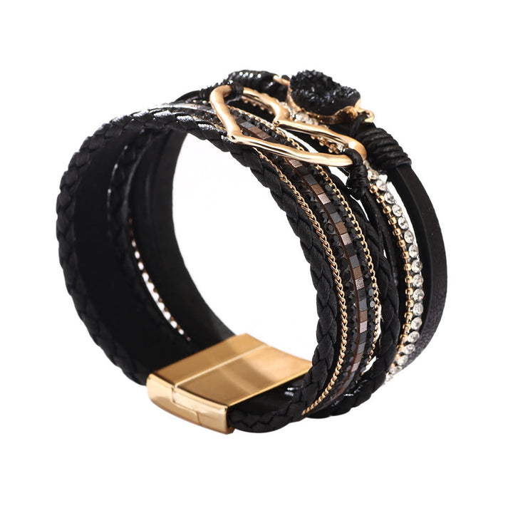 Olivenorma Bohemia Bracciale in pelle con cuore cavo