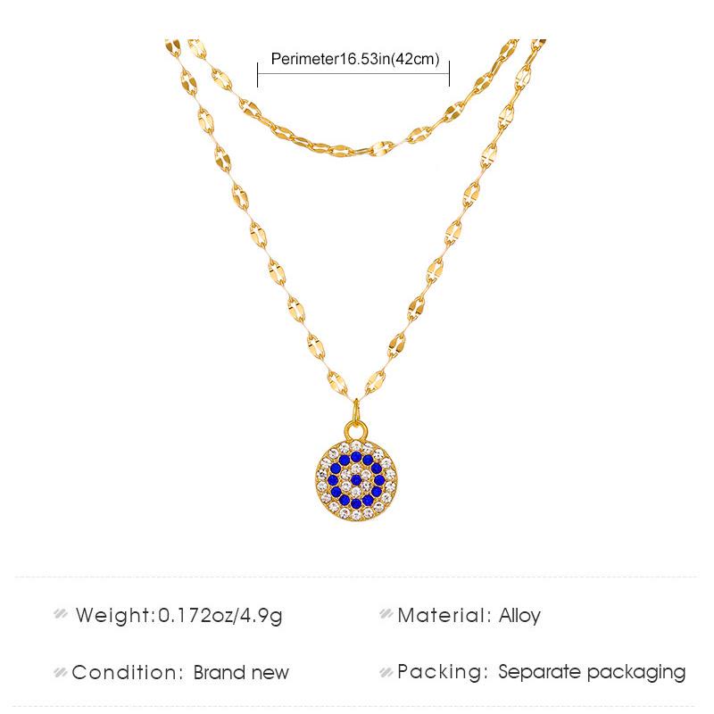 Collana in lega doppia con zircone bianco e malocchio Olivenorma
