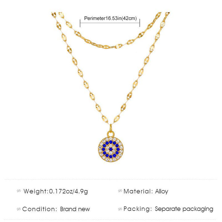 Collana in lega doppia con zircone bianco e malocchio Olivenorma