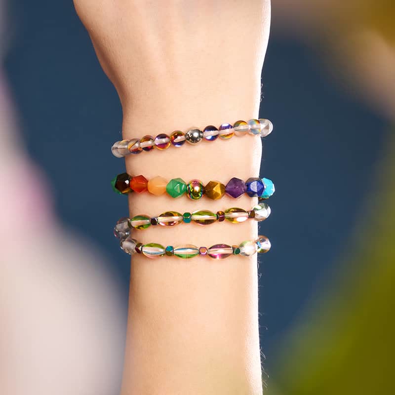 Braccialetto di perline di cristallo multicolore Olivenorma