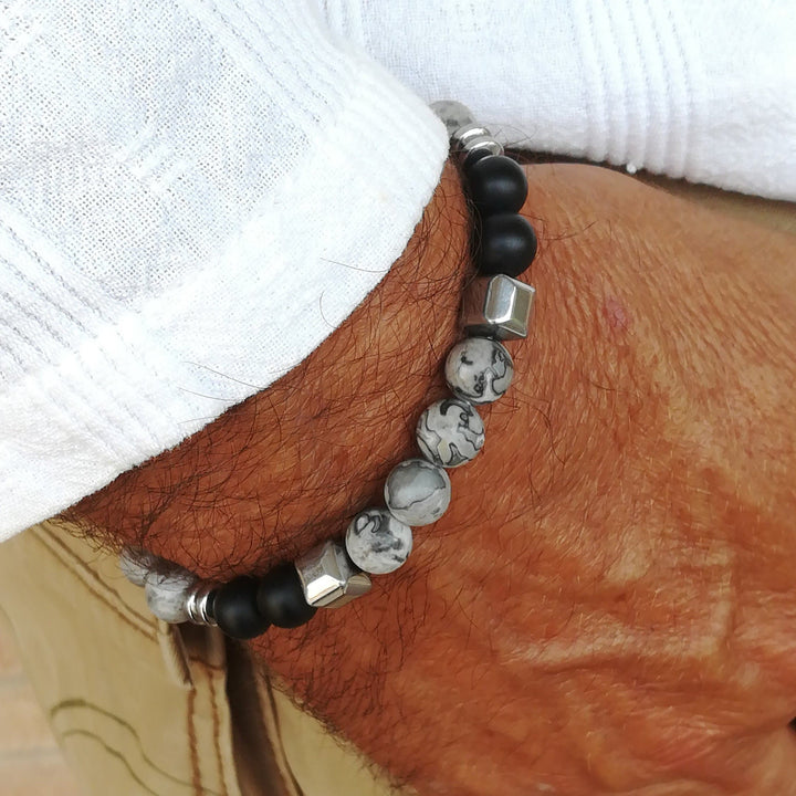 Bracciale da uomo con set di pietre preziose impilabili Olivenorma
