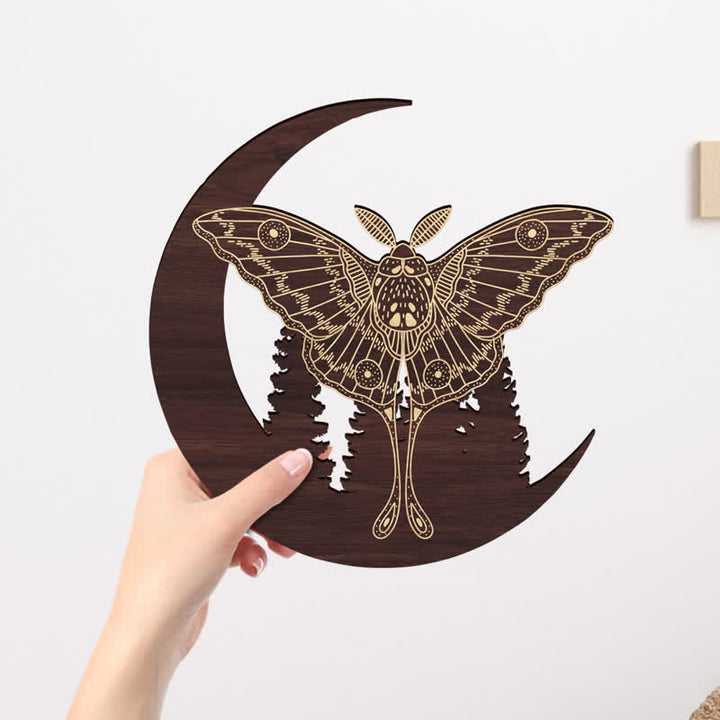 Decorazione da parete in legno Olivenorma Crescent Moon Moth