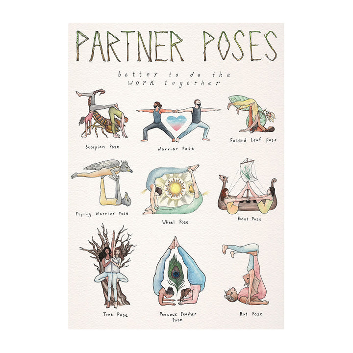 Poster di posa yoga Olivenorma Partner per aprire il cuore 