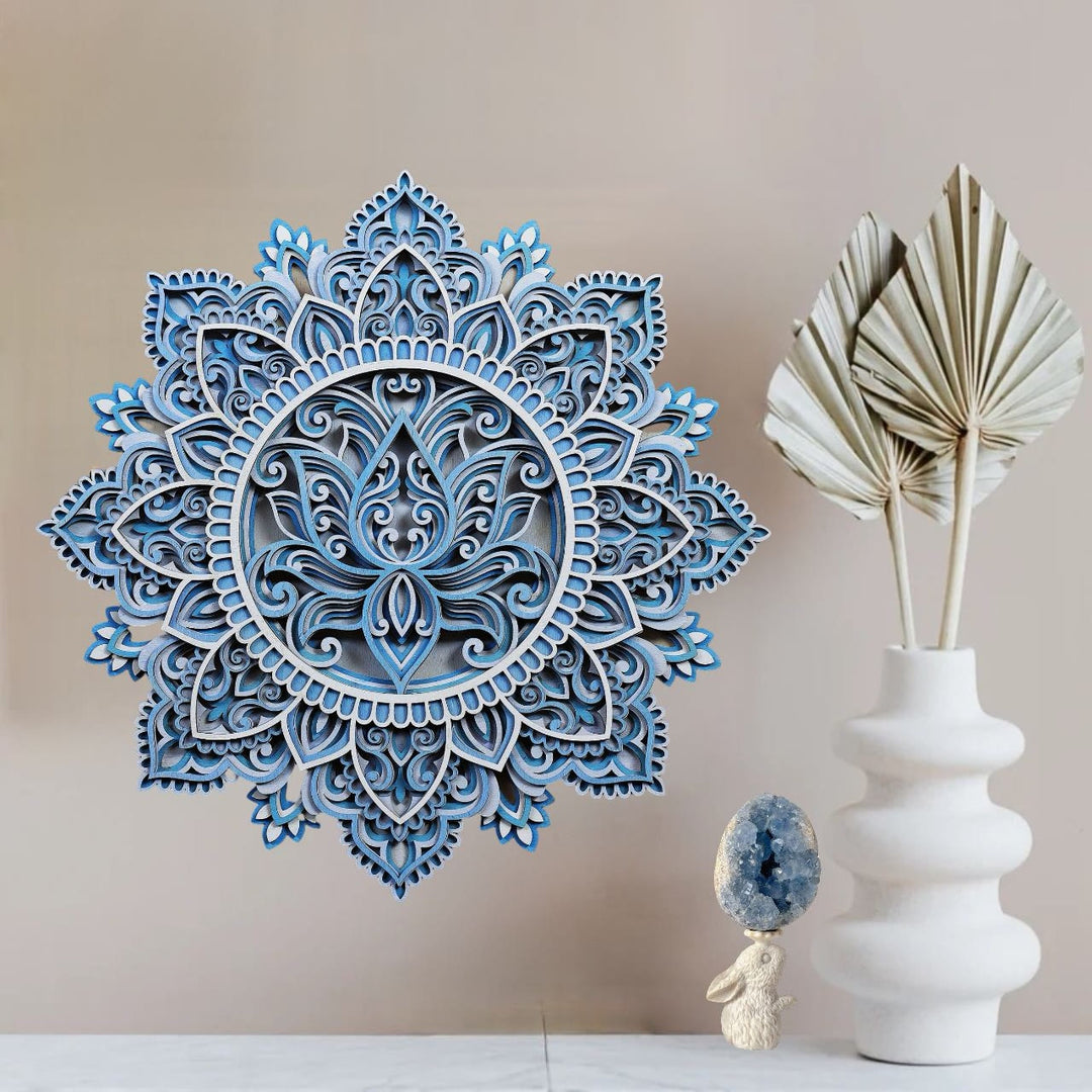 Olivenorma Blue Lotus Mandala 3D Pittura Decorazione da parete