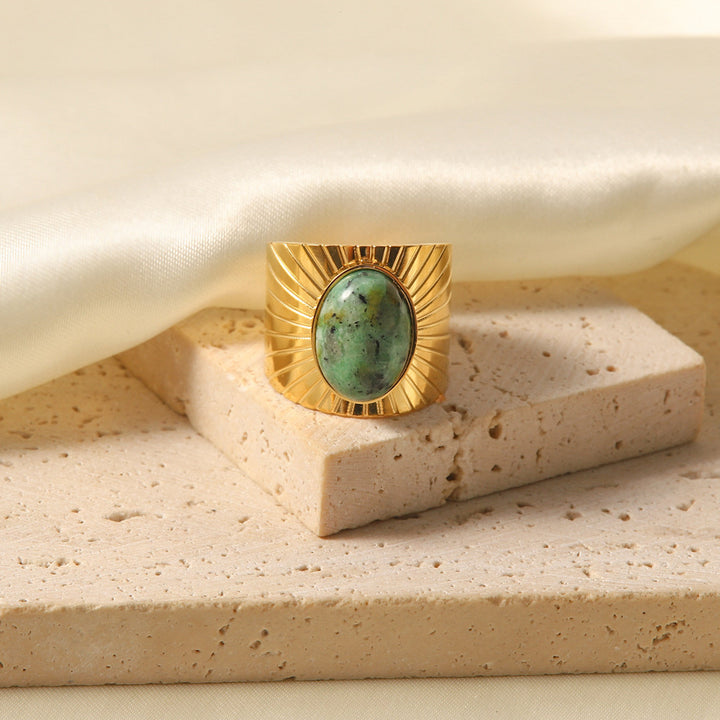 Olivenorma "African Turquoise Majesty" Anello largo in turchese africano 