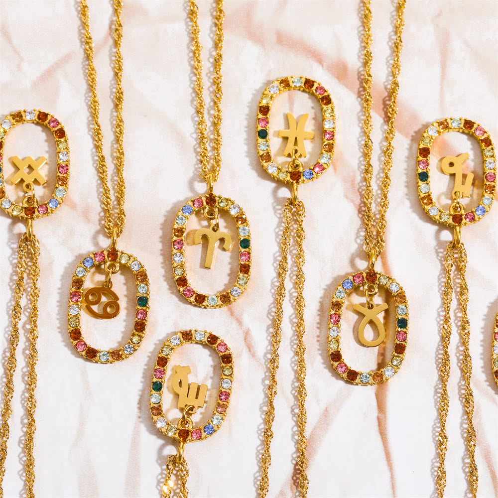 Collana Olivenorma Zircone traforato Ovale Costellazione Zodiacale