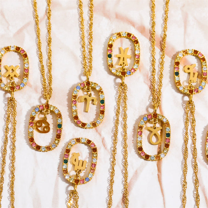 Collana Olivenorma Zircone traforato Ovale Costellazione Zodiacale