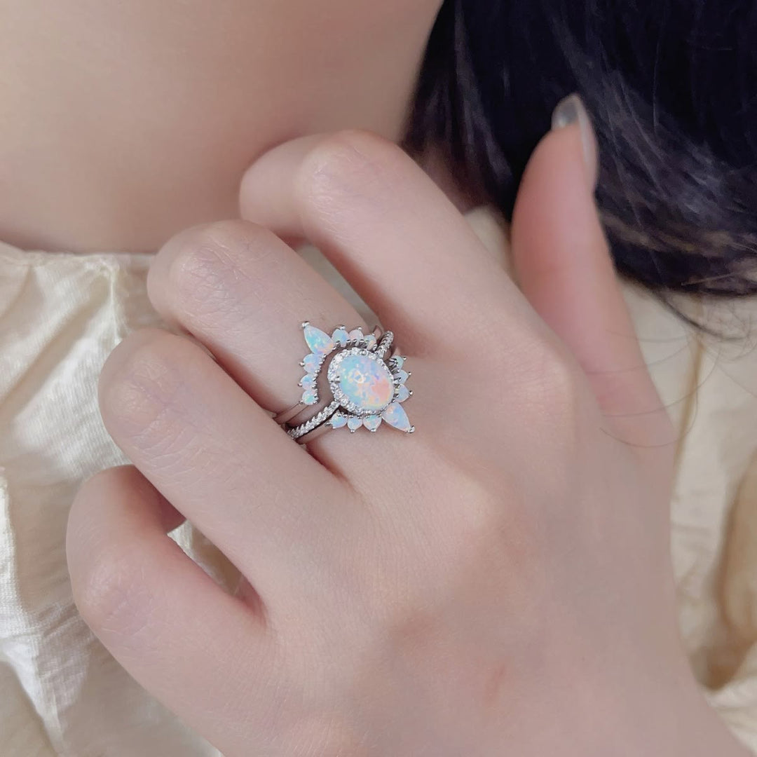 Anello multistrato Olivenorma in argento Sterling S925 con opale ovale 