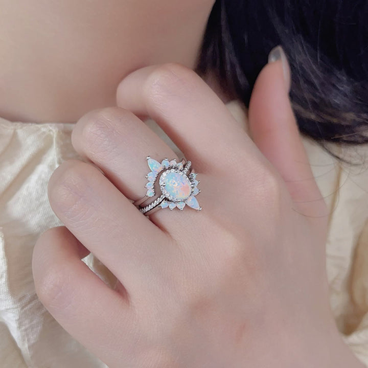Anello multistrato Olivenorma in argento Sterling S925 con opale ovale 