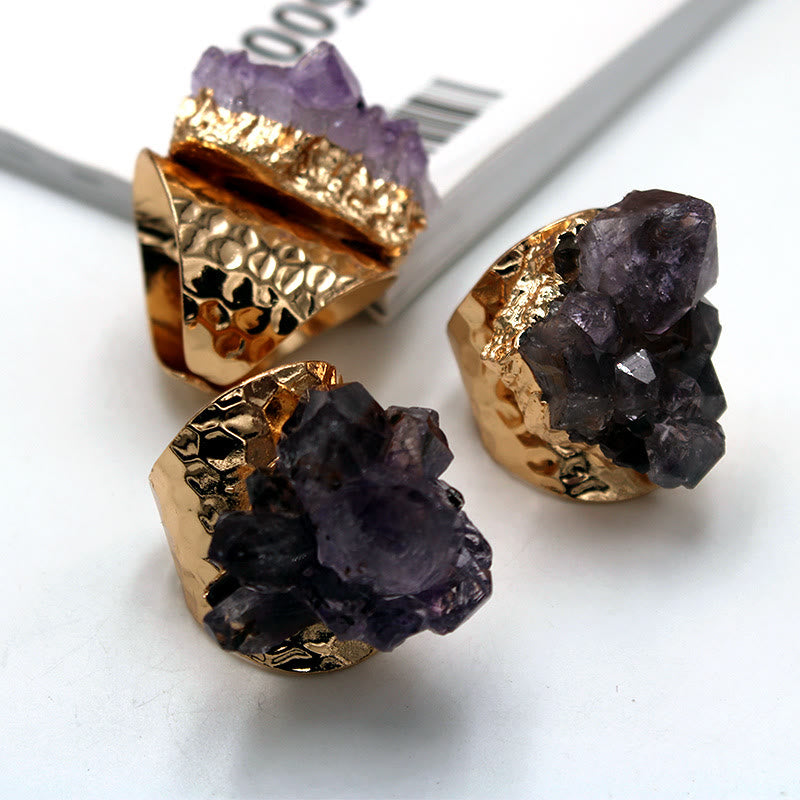 Anello Olivenorma Retro regolabile in ametista naturale
