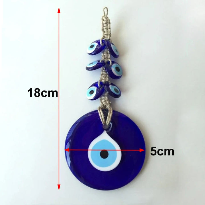 Decorazione ornamentale da appendere alla parete in vetro blu con occhio malvagio Olivenorma