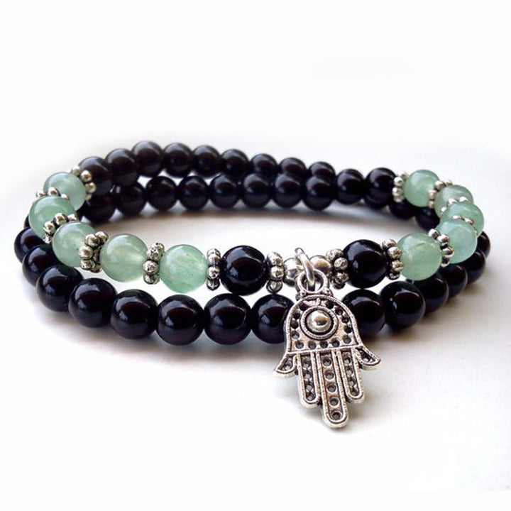 Olivenorma 6mm Doppio Giro Uomo Donna Hamsa Bracciale Set