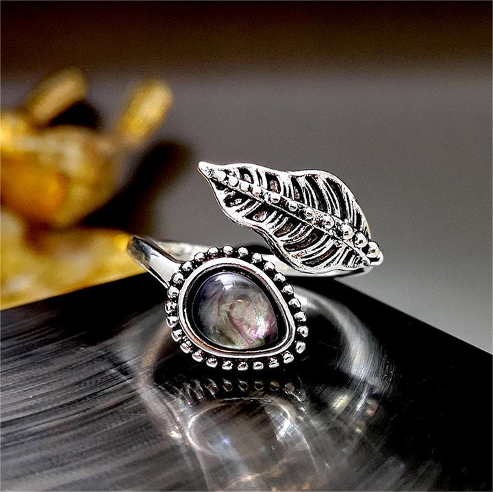 Anello vintage con foglia di pietra di luna della Boemia di Olivenorma - Pietra di luna - image 0