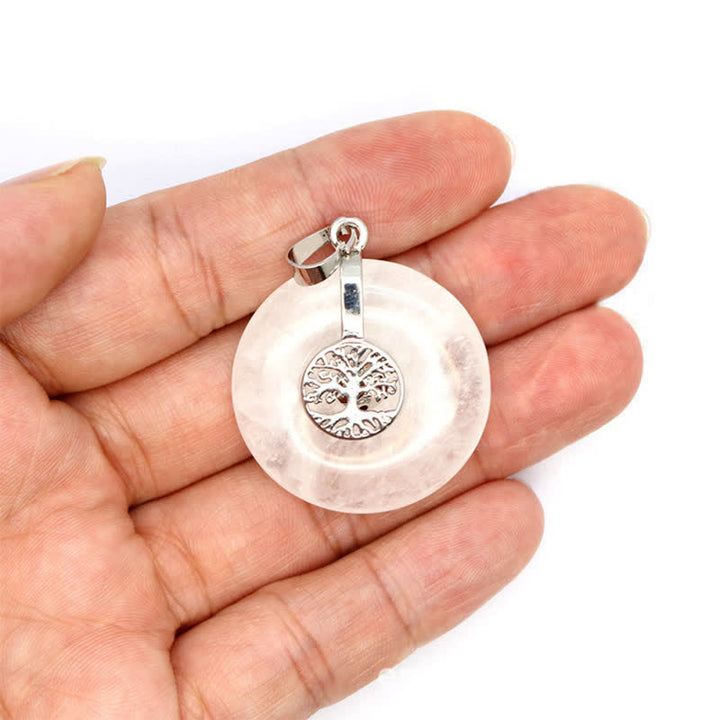Collana con fibbia della pace in cristallo naturale Olivenorma e albero della vita