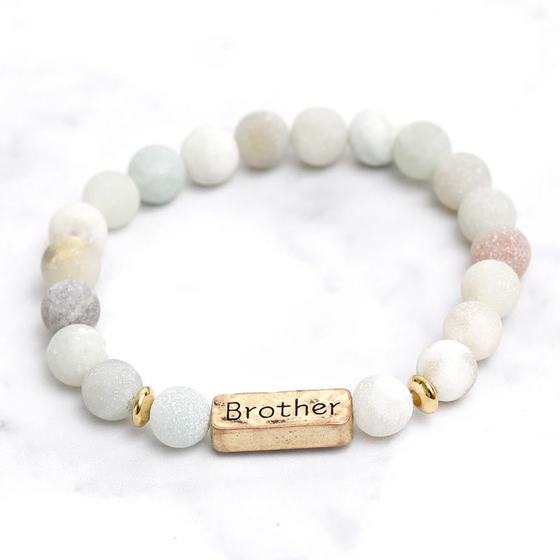 Bracciale con incisione Brother in pietra preziosa naturale Olivenorma